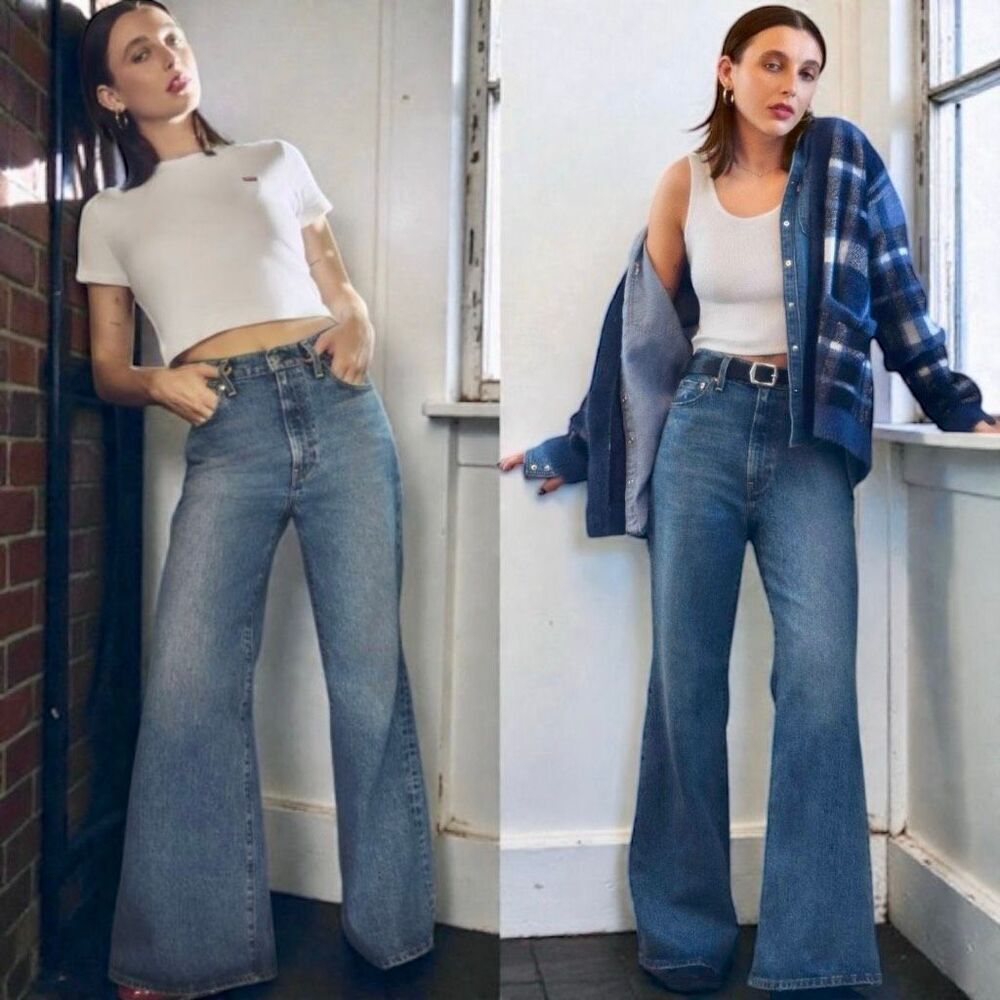 Levi’s Ribcage Ultra High Rise Flare Jeans Vintage Wash Size 32 NWOT - Picture 8 of 13